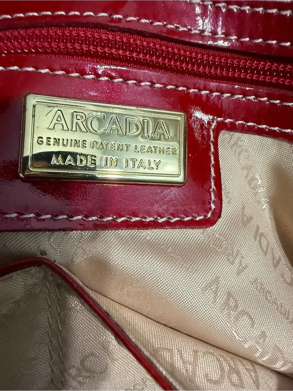 Arcadia Red Patent Dome-Style Satchel